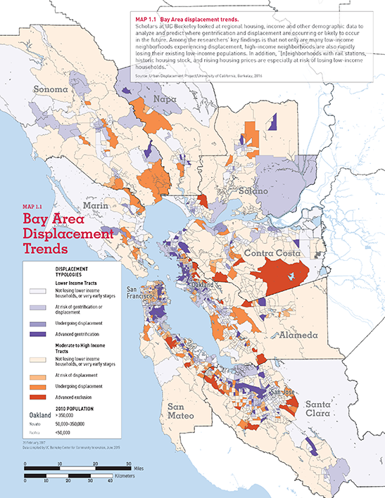 MAP 1.1 Bay Area displacement trends.