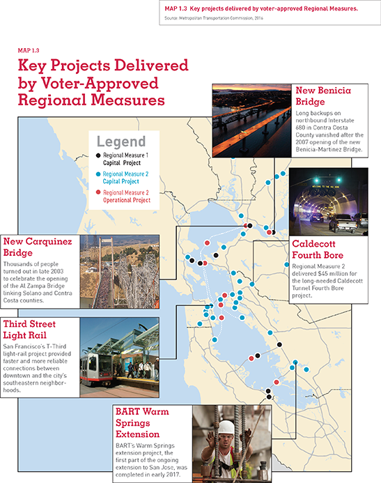 MAP 1.3 Key projects delivered by voter-approved Regional Measures.