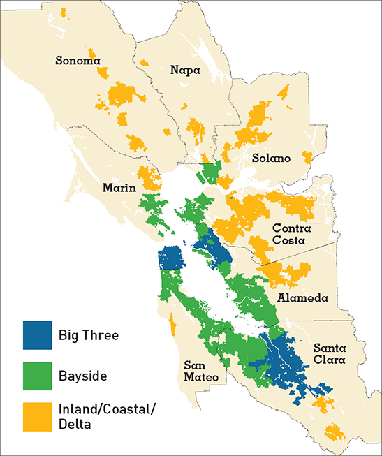MAP 4.1 Bay Area subregions.